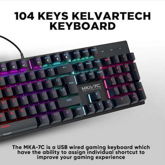 Armaggeddon MKA-7C Gaming Μηχανικό Πληκτρολόγιο με Custom Blue διακόπτες και RGB φωτισμό (Αγγλικό US)