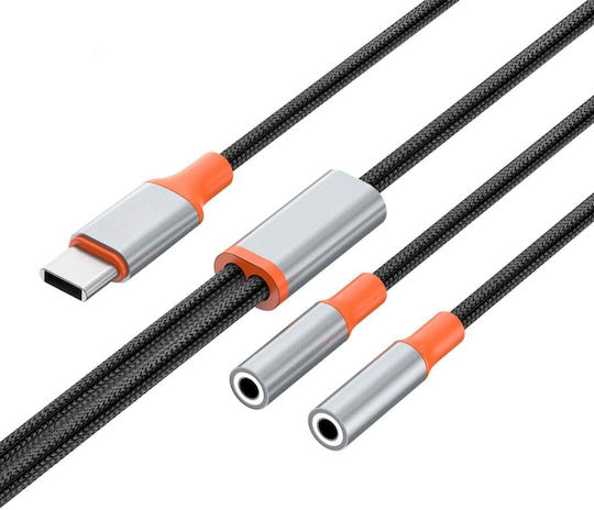 XO Nb269b Μετατροπέας USB-C male σε 3.5mm 2x female 1τμχ