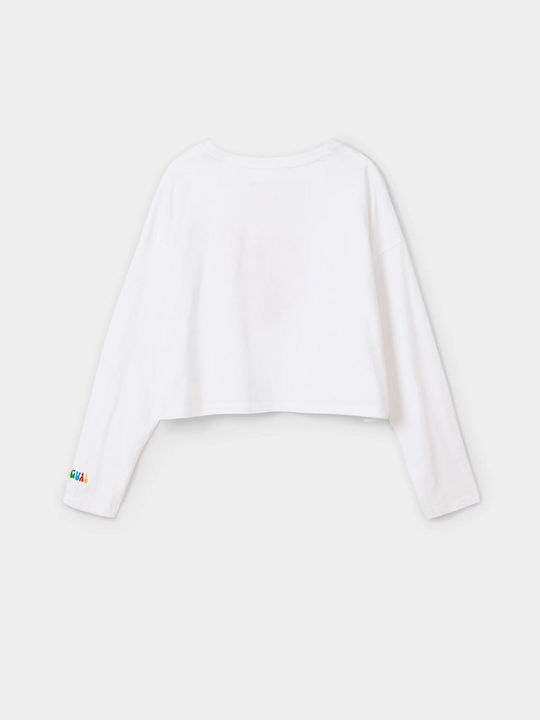 Kids' Crop Top Long Sleeve White Jamie Girl