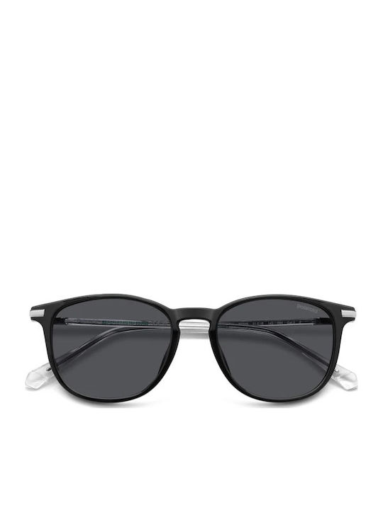 Polaroid Men's Sunglasses with Black Horn-Rimmed Frame and Grey Lens PLD4187/G 807/M9