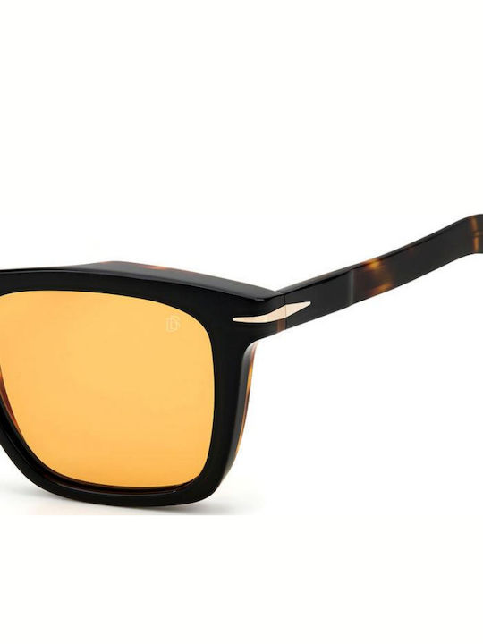 David Beckham Men's Sunglasses with Brown Tartaruga Plastic Frame and Orange Lens DB 7000/S WR7/W7