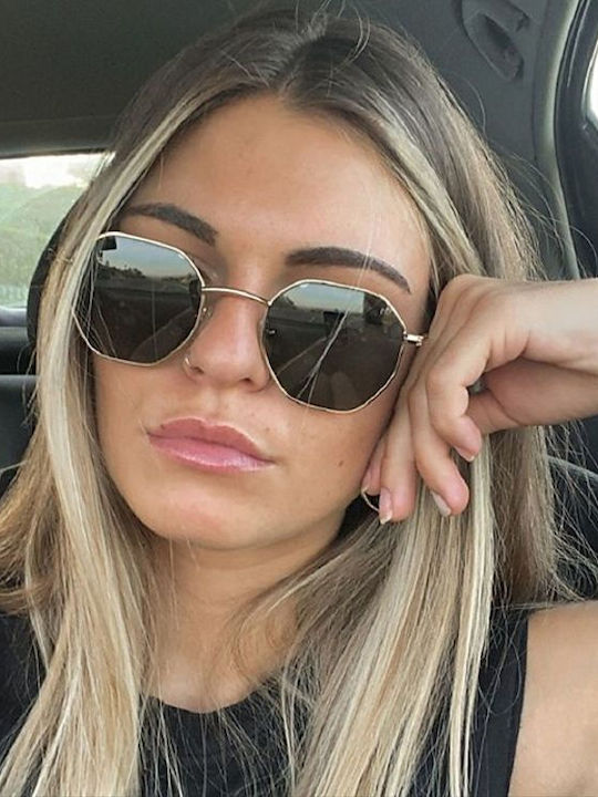 Meller Endo Unisex Sonnenbrille mit Gold Metall Gestell und Grün Polarisiert Linse EN-GOLDOLI