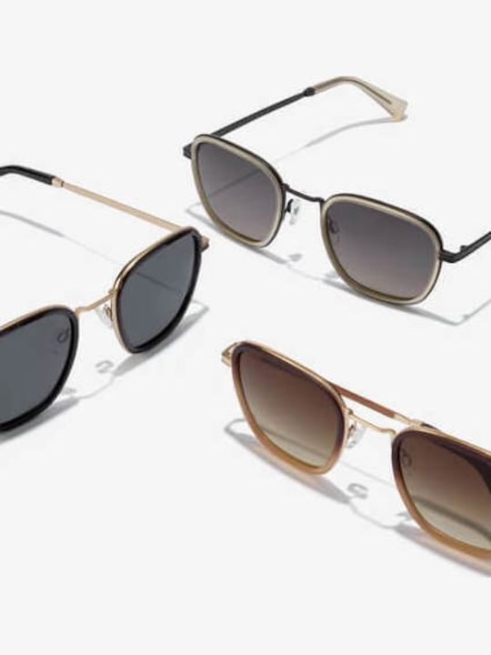 Hawkers Women's Sunglasses with Brown Tartaruga Metallic Frame and Green Lens