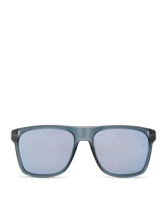 Oakley Leffingwell Herren Sonnenbrille mit Schwarz Kunststoff Gestell und Hellblau Polarisiert Spiegel Linse