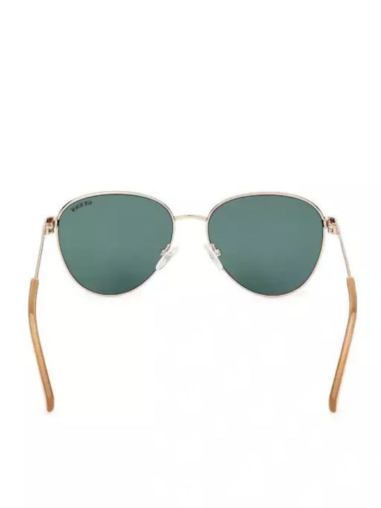 Guess Unisex Sunglasses with Gold Metal Frame and Green Lens GU8257 32N