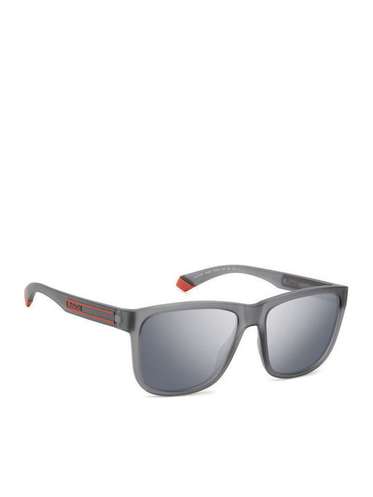 Polaroid Men's Sunglasses with Gray Plastic Frame and Silver Mirror Lens PLD2155/S RIW/EX
