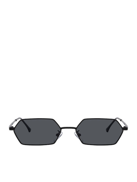 Amalfi Unisex Sonnenbrillen mit Schwarz Metallisch Rahmen und Schwarz Farbe Gläsern