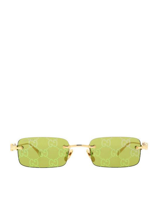 Gucci Unisex Sunglasses with Gold Metal Frame and Green Lens GG1808S 002