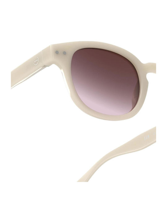 Izipizi Unisex Sunglasses with Beige Plastic Frame and Brown Gradient Lens