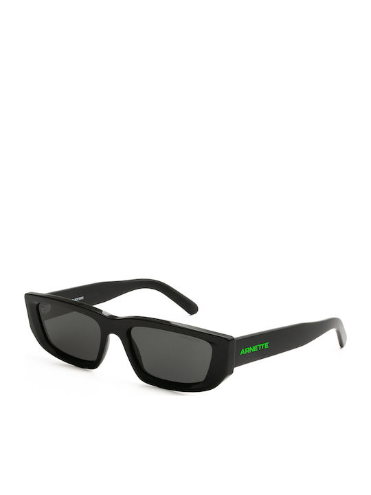 Arnette Men's Sunglasses with Black Horn-Rimmed Frame and Grey Lens