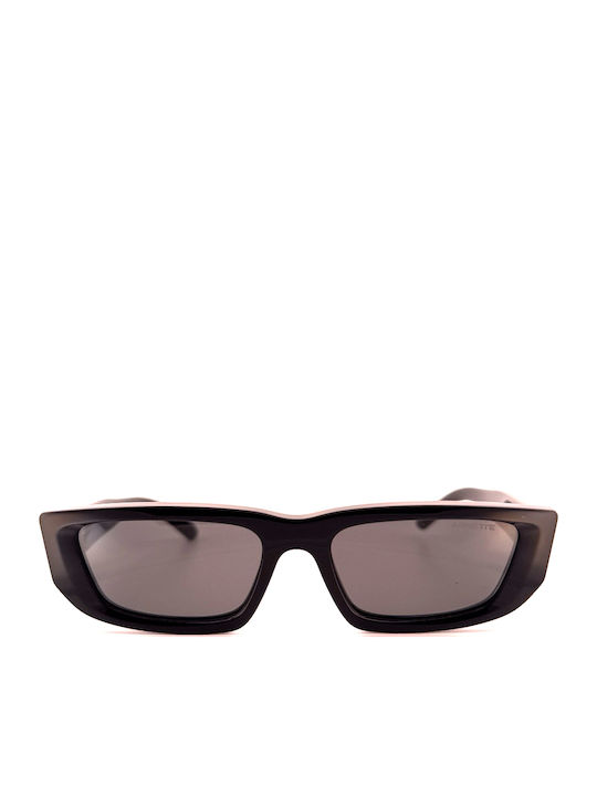 Arnette Men's Sunglasses with Black Horn-Rimmed Frame and Grey Lens