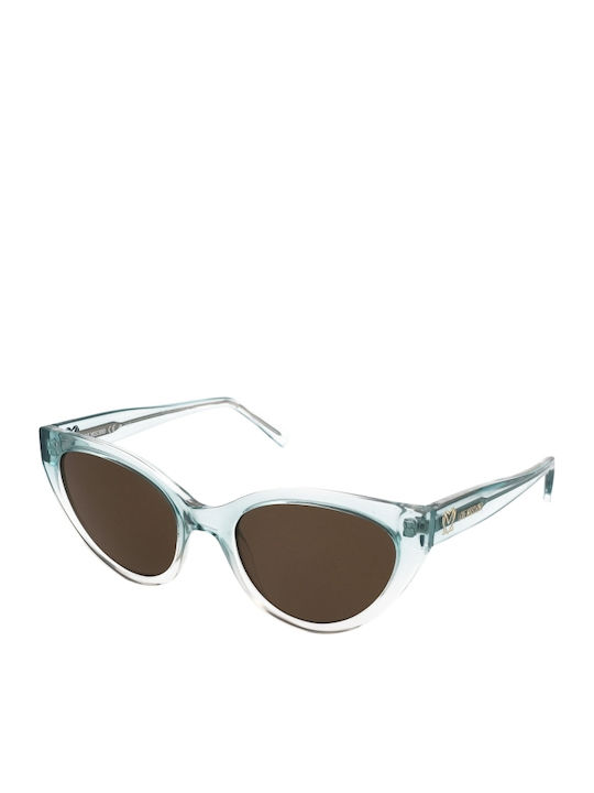 Moschino Damen Sonnenbrille mit Türkis Kunststoff Gestell und Braun Linse MOL064/S MVU/70