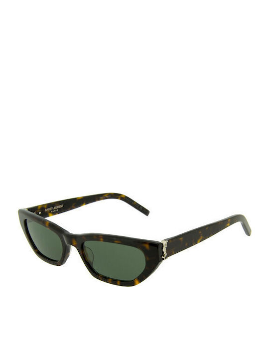 Ysl Women's Sunglasses with Brown Tartaruga Plastic Frame and Gray Lens SL M126 002
