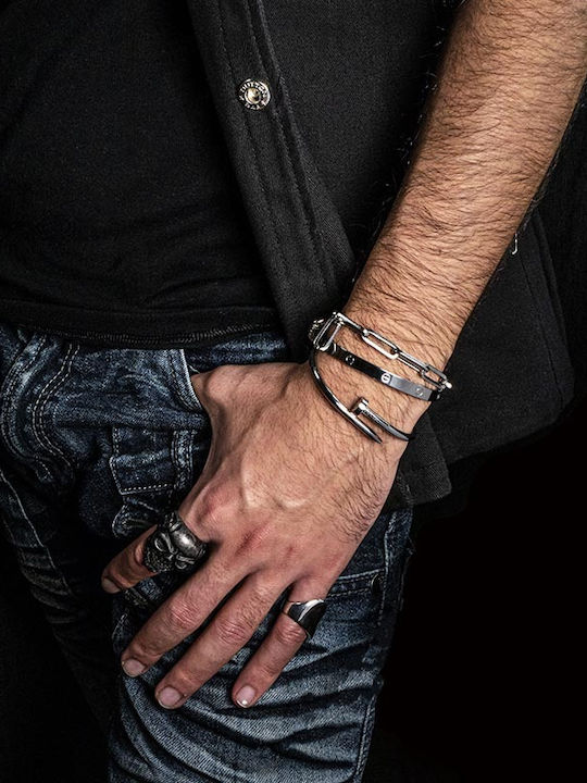 Theodora's Jewellery Βραχιόλι Χειροπέδα από Ατσάλι