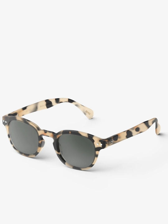 Izipizi Unisex Sunglasses with Brown Tartaruga Plastic Frame and Black Lens