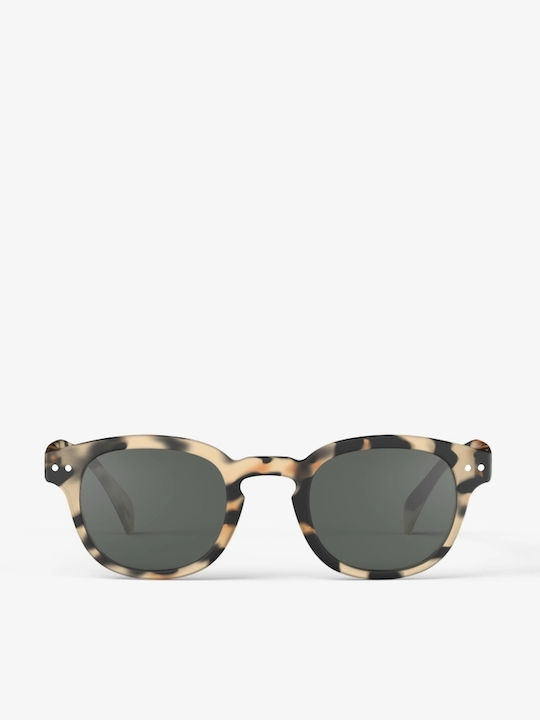 Izipizi Unisex Sunglasses with Brown Tartaruga Plastic Frame and Black Lens