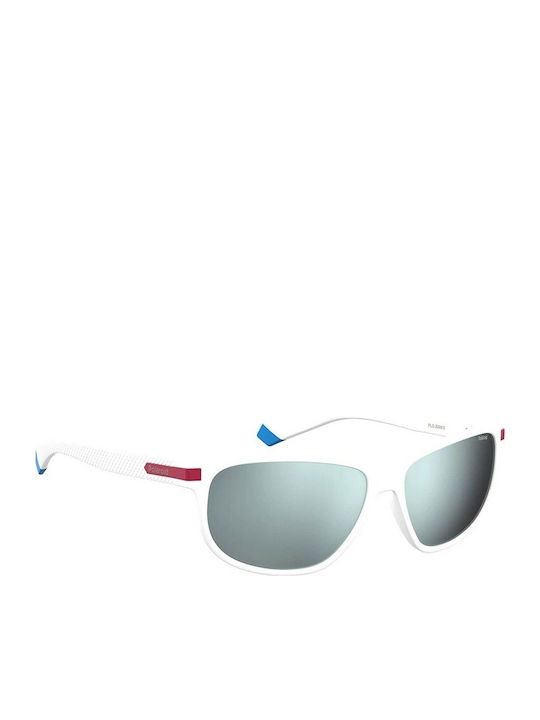 Polaroid Men's Sunglasses with White Plastic Frame and Gray Polarized Lens PLD2099/S 7DM/EX