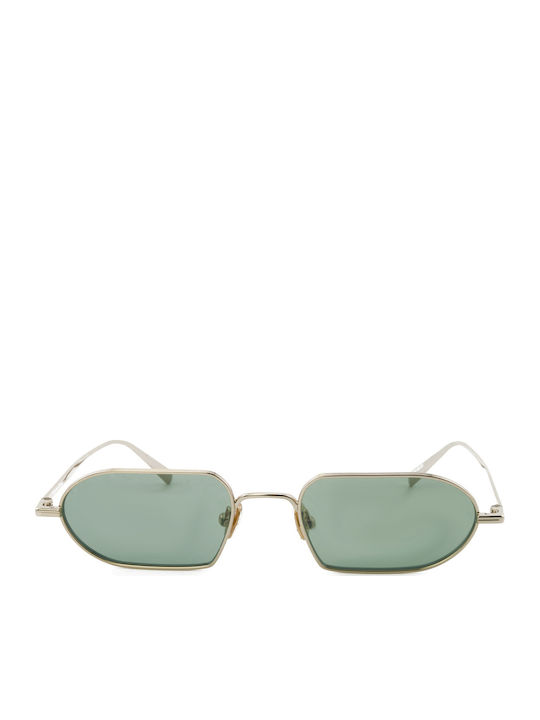Unisex Sunglasses with Metallic Gold Frame / Light Green