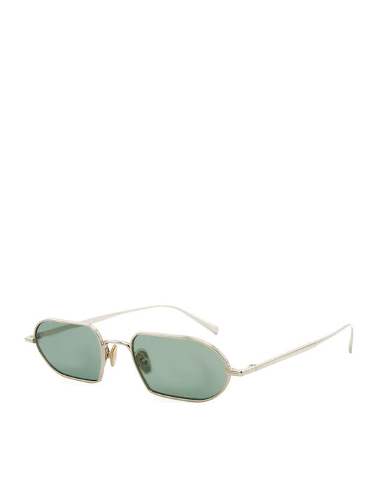 Unisex Sunglasses with Metallic Gold Frame / Light Green
