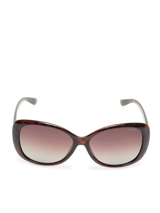 Polaroid Women's Sunglasses with Brown Plastic Frame and Brown Polarized Lens P8317 0BM/LA