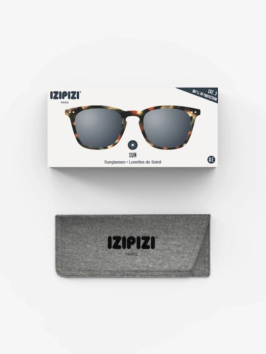 Izipizi Unisex Γυαλιά Ηλίου με Καφέ Ταρταρούγα Κοκκάλινο Σκελετό και Μαύρο Φακό
