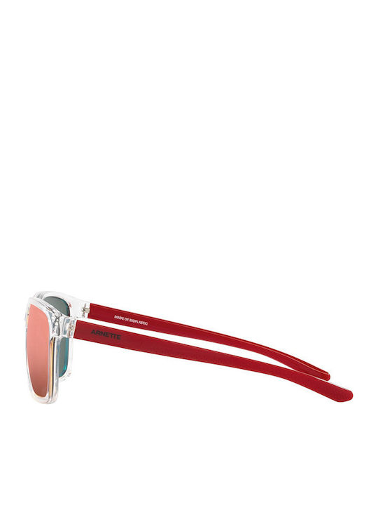 Arnette Men's Sunglasses with Transparent Plastic Frame and Red Mirror Lens
