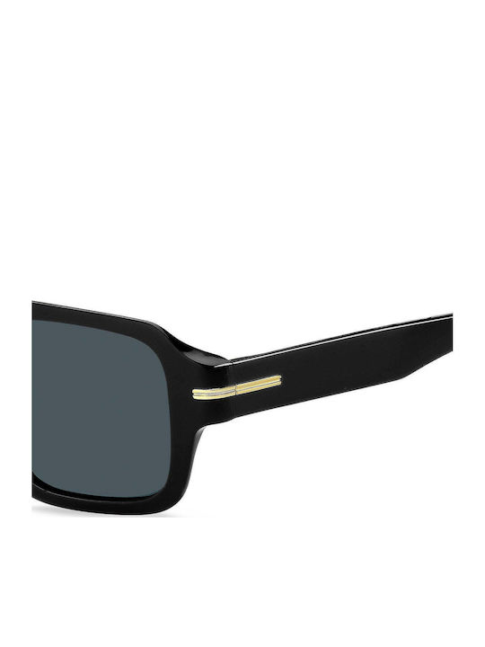 Boss Men's Sunglasses with Black Plastic Frame and Black Lens BOSS 1595/S 807/A9