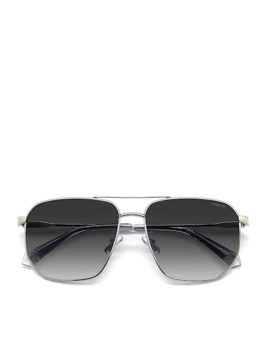 Polaroid Herren Sonnenbrille mit Silber Metall Gestell und Gray Verlaufsfarbe Polarisiert Linse