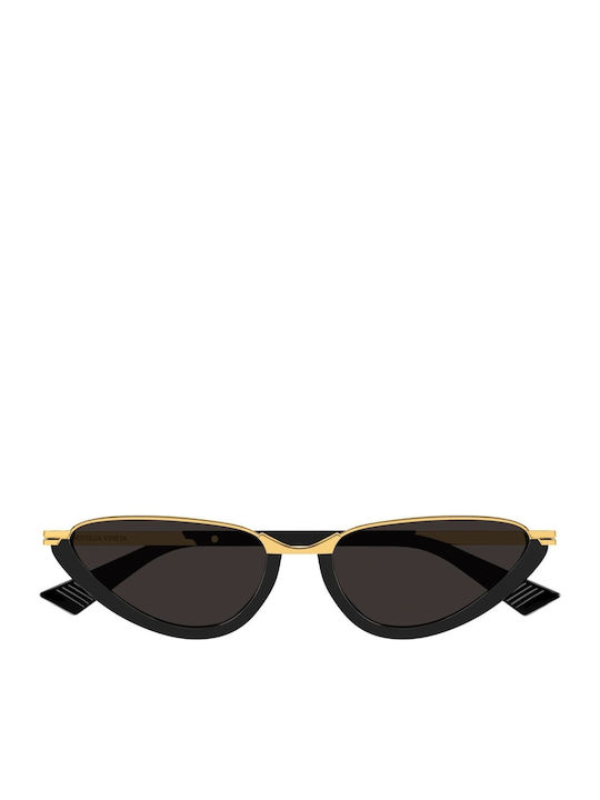 Bottega Veneta Women's Sunglasses with Gold Metal Frame and Black Lens