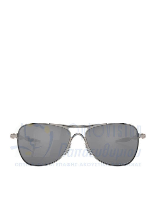 Oakley Crosshair Мъжки Слънчеви Очила с Сребърна Пластмасова Рамка и Черен Поляризиран Огледален Стъклен Филтър OO4060-22