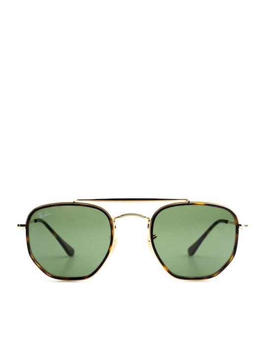 Ray Ban The Marshal II Unisex Sunglasses with Gold Tartaruga Metallic Frame and Green Mirror Lens RB3648M 001