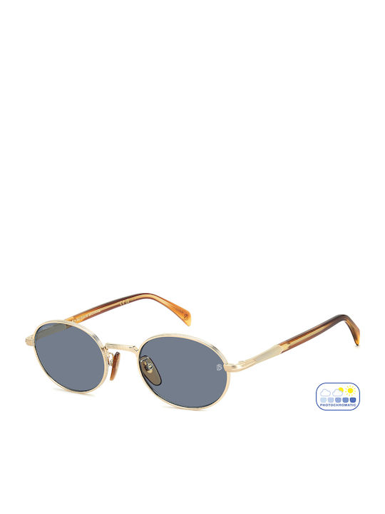 David Beckham Unisex Sunglasses with Brown Tartaruga Metal Frame and Gold Lens DB 1196/S T5U/QZ