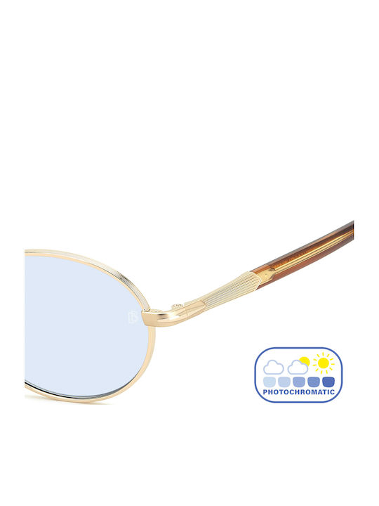 David Beckham Unisex Sunglasses with Brown Tartaruga Metal Frame and Gold Lens DB 1196/S T5U/QZ