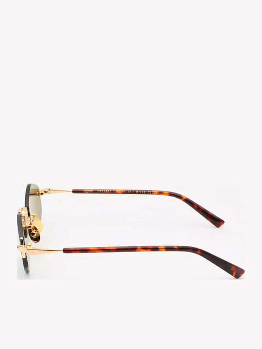Gast Lunar Unisex Sunglasses with Gold Metal Frame and Green Lens