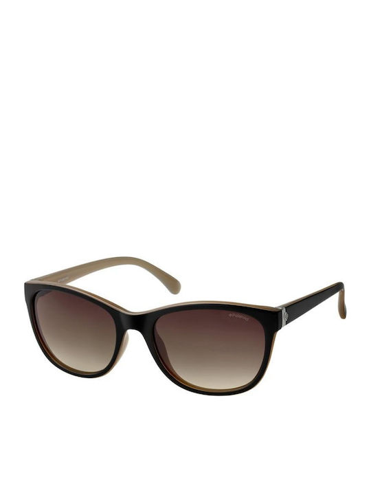 Polaroid Women's Sunglasses with Black Plastic Frame and Brown Gradient Polarized Lens P8339 KIH/LA