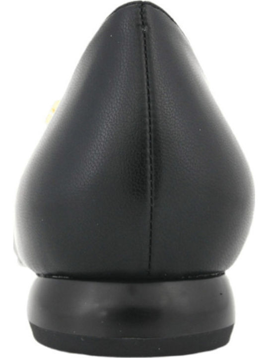 Synthetic Leather Ballerinas Repel Black