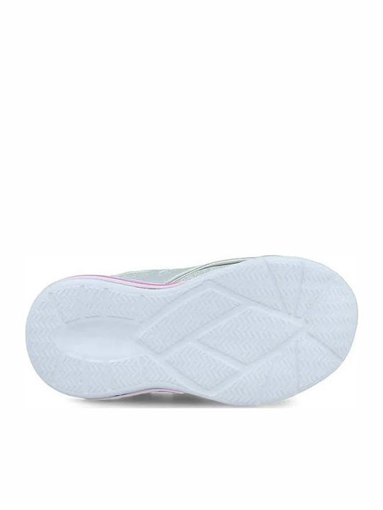 Kids Sneakers with Hoop & Loop Closure and Silver Lights