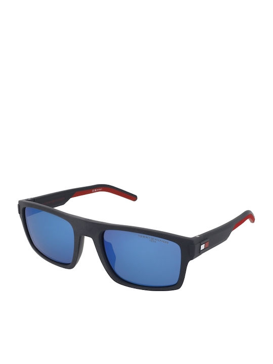 Tommy Hilfiger Men's Sunglasses with Navy Blue Plastic Frame and Gray Lens