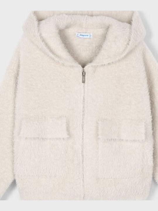 Kids Cardigan Knitted with Hood Beige