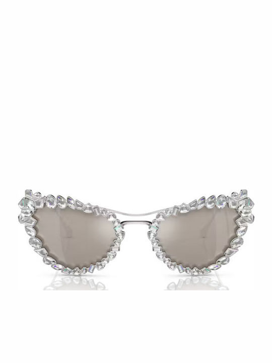 Swarovski Дамски Слънчеви очила с Сребрист Рамка и Сив Леща SK7011 4001AP