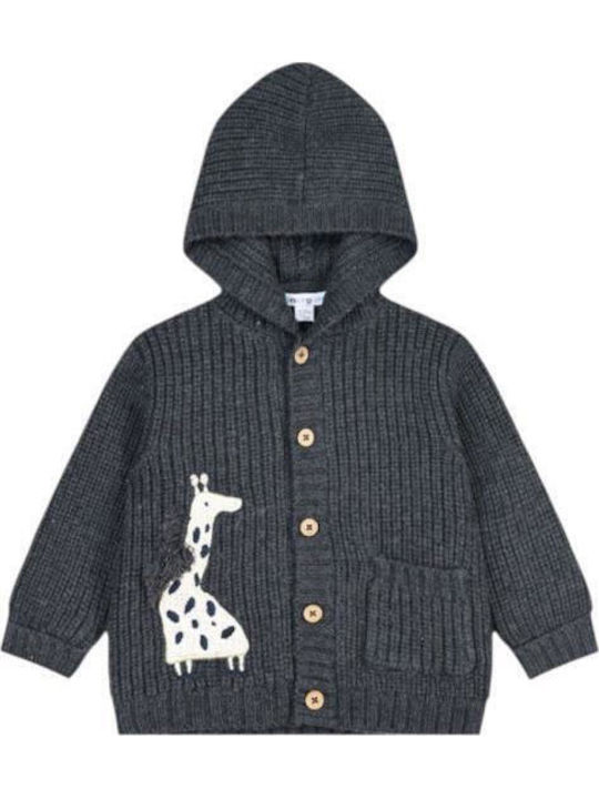 Kids Cardigan Knitted with Hood Gray