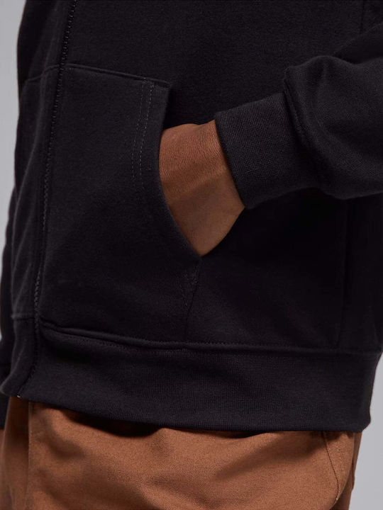 Fleece Lined Kids Hoodie Cardigan With Hood and Pockets Black