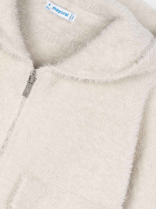 Kids Cardigan Knitted with Hood Beige