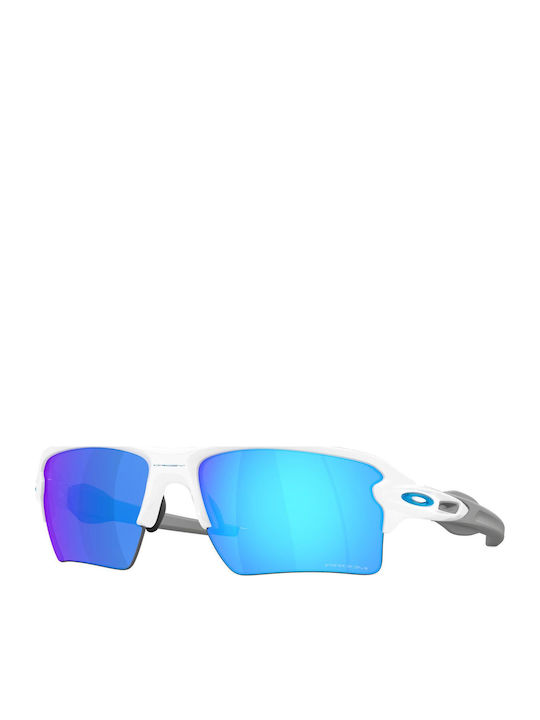 Oakley Prizm Sapphire Men's Sunglasses with White Plastic Frame and Blue Mirror Lens