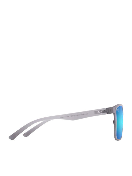 Maui Jim Honokalani Men's Sunglasses with Gray Plastic Frame and Light Blue Polarized Mirror Lens B455-14
