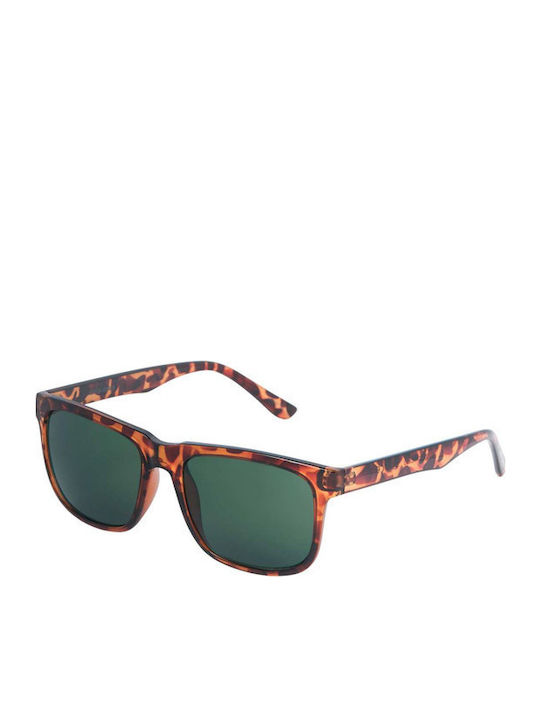 Jack & Jones 12228782 Unisex Sunglasses with Brown Tartaruga Plastic Frame and Green Lens 12228782