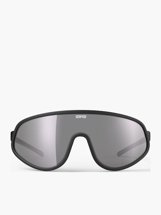 Izipizi Unisex Sunglasses with Black Plastic Frame and Silver Mirror Lens