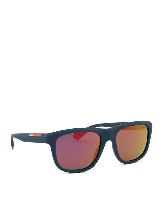 Polaroid Herren Sonnenbrille mit Blau Kunststoff Gestell und Orange Spiegel Linse PLD2163/S 5BF/OZ