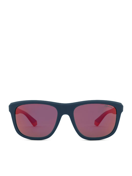 Polaroid Herren Sonnenbrille mit Blau Kunststoff Gestell und Orange Spiegel Linse PLD2163/S 5BF/OZ