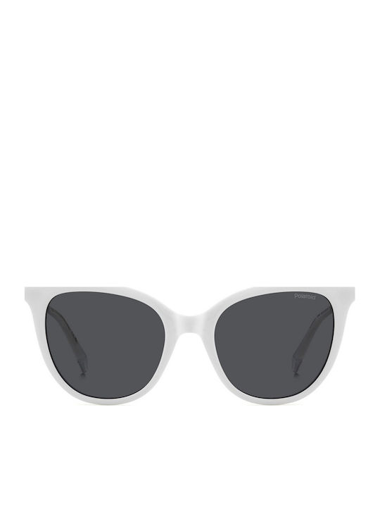 Polaroid Women's Sunglasses with White Plastic Frame and Gray Lens PLD4184/S/X VK6/M9